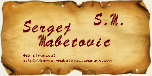 Sergej Mabetović vizit kartica